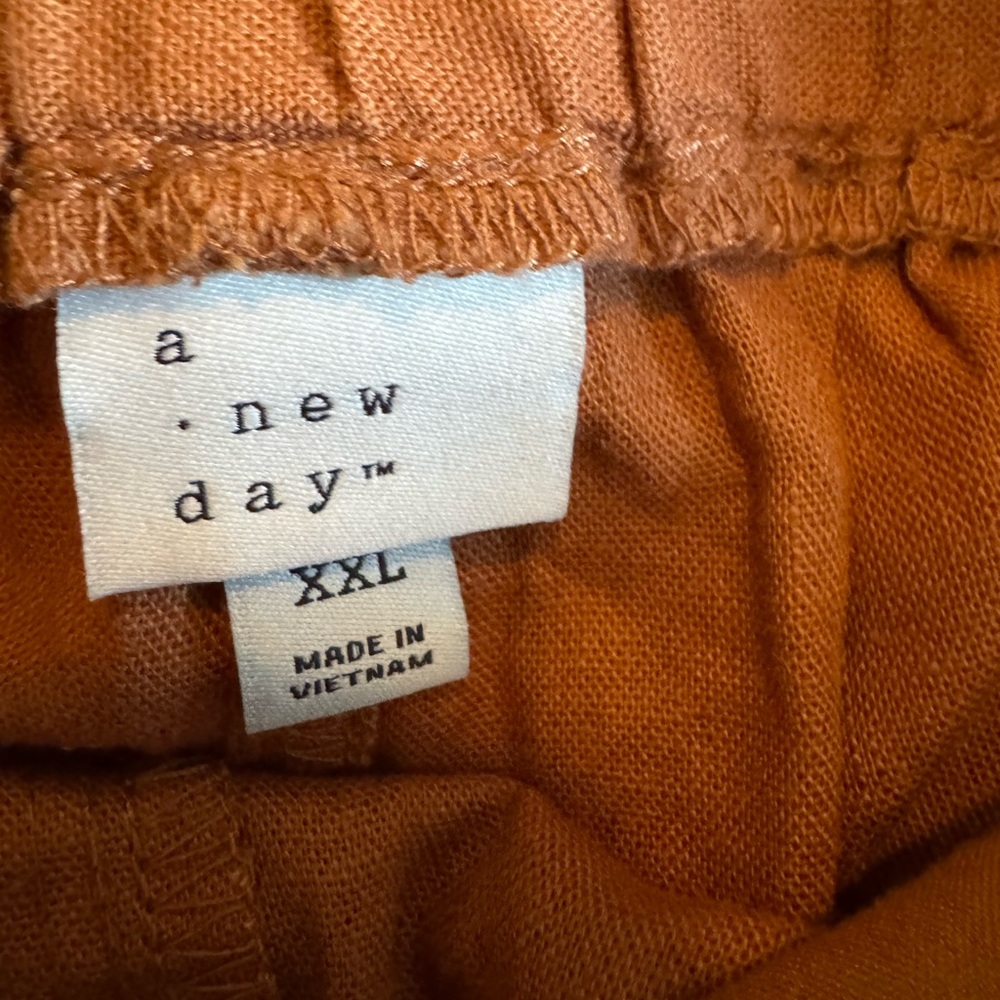 A New Day Linen Rust Orange High Waist Paperbag Shorts - Picture 3 of 6